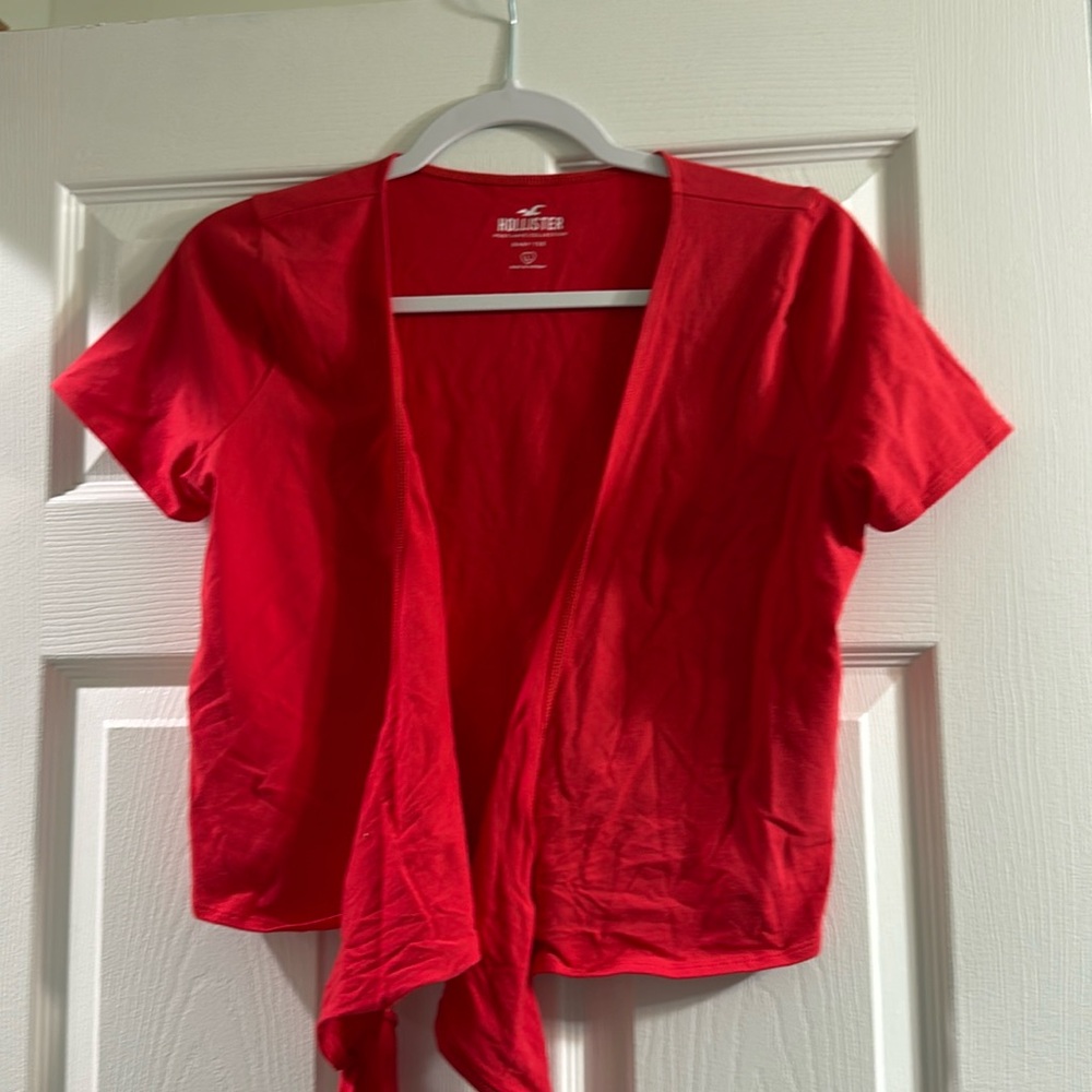 Hollister red wrap tee